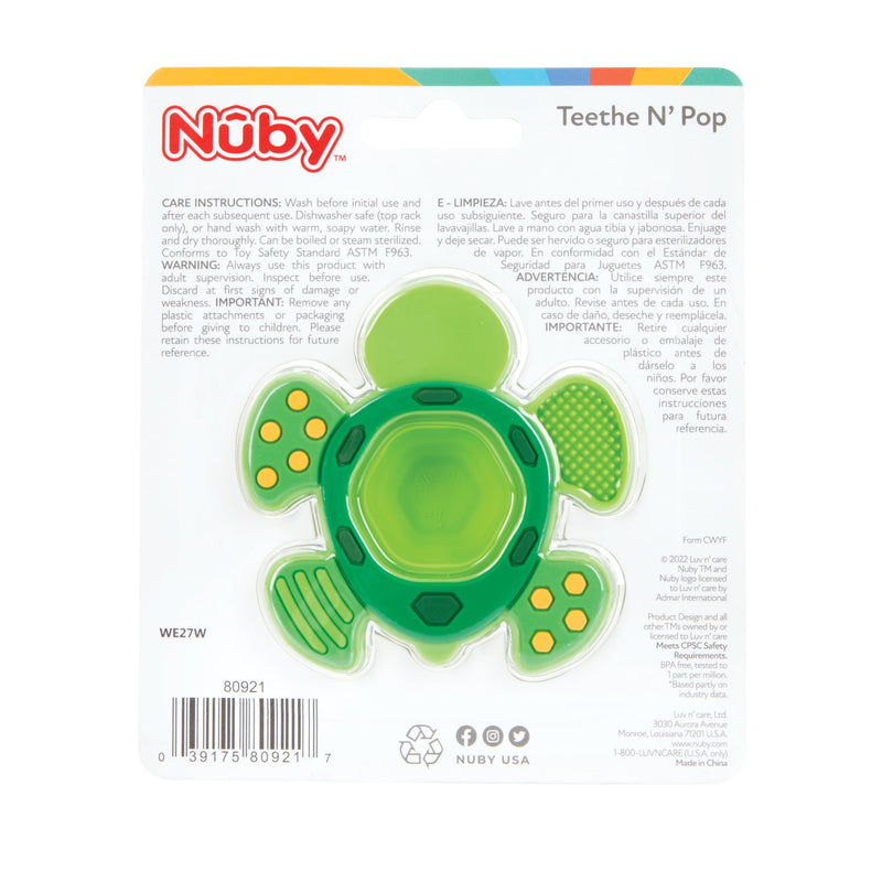 [Australia] - Nuby Teethe N' Pop Sensory Play Teether - Baby Teething Toy - 3+ Months - Turtle Turtle Teethe N' Pop 