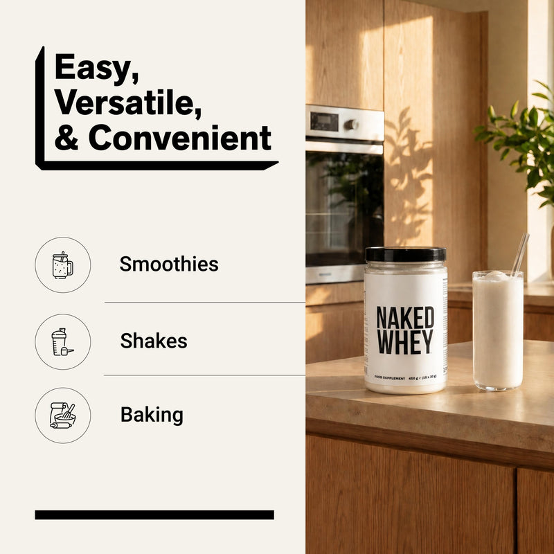 Naked Whey Protein Powder, Only 1 Ingredient, Grass Fed, Gluten Free, Soy Free, GMO Free, 25g Protein and 6g BCAAs per Scoop, Unflavoured, 12 Servings, 450g 450g (Pack of 1)