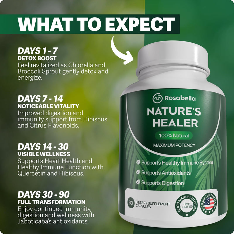 [Australia] - Rosabella Natural Healer ‚Äì Organic Superfood Immune & Digestive Support ‚Äì 60 Capsules ‚Äì Plant-Based Supplement for Detox, Bloating Relief, and Gut Wellness for Women & Men 60 Count (Pack of 1) 