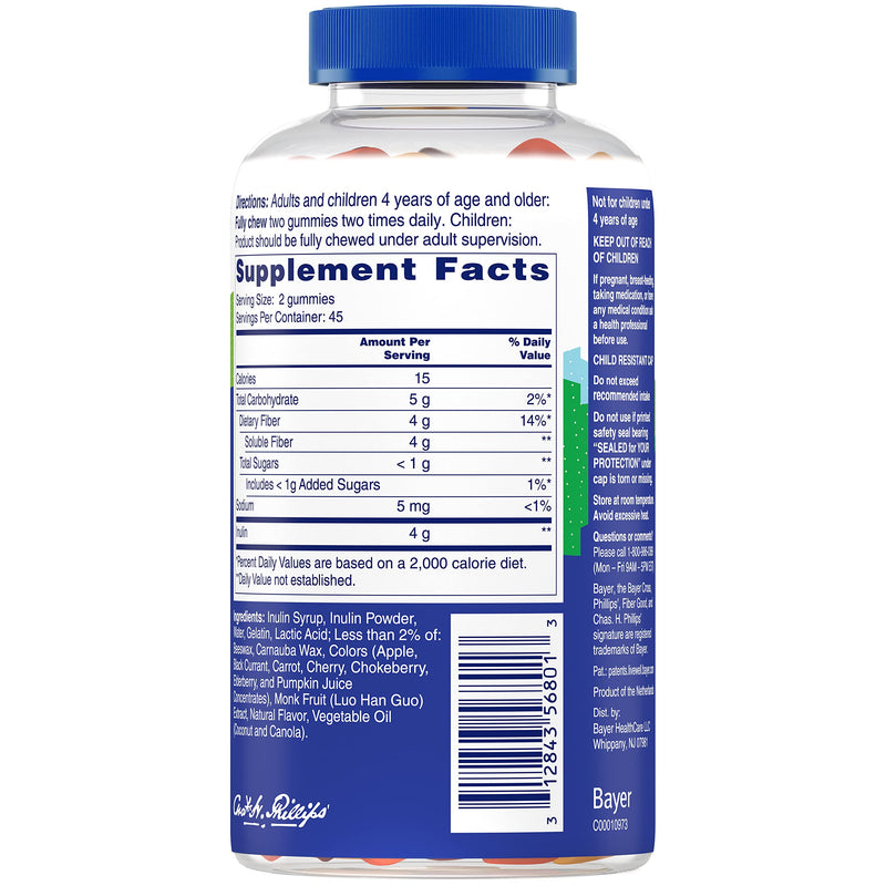 [Australia] - Phillips‚Äô Fiber Good Gummies, Supplement with Inulin for Adults and Children, Fruit Flavored Daily Gummies, 4g of Prebiotic Fiber Per Serving , 90 Count 
