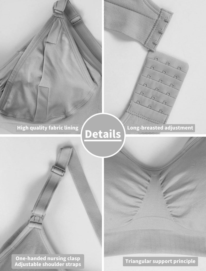 [Australia] - iloveSIA 3PACK Nursing & Pumping bra All in One Hands free Pumping bra XX-Large Black/Beige/Grey 