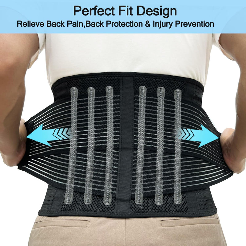 [Australia] - Back Brace for Men and Women Lower Back, Lumbar Support Belt Relieve Lower Back Pain with 8 Reinforce Bones,Scoliosis, Sciatica,Herniated Disc,Back Brace for Lifting at Work&Workout Sports 03 Black L Large 