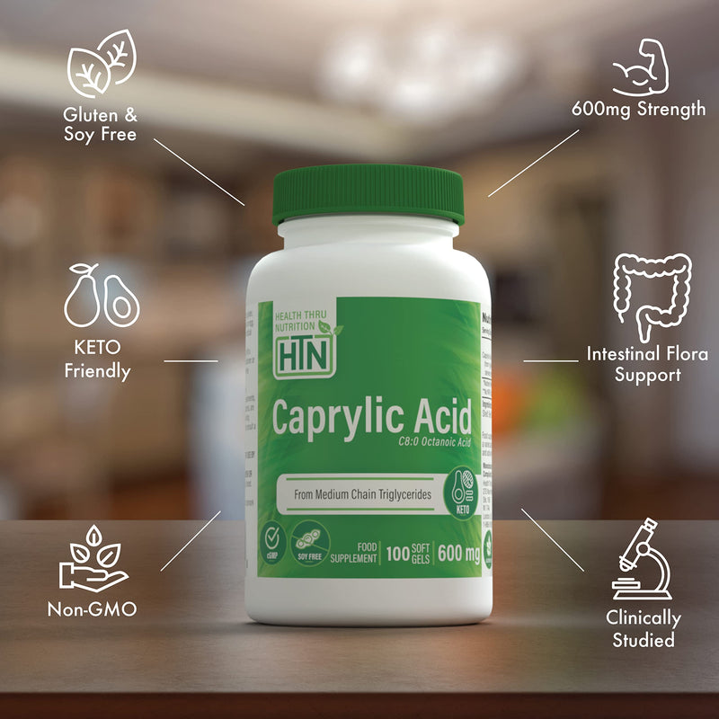 Caprylic Acid 600mg 100 softgels Non-GMO (100)