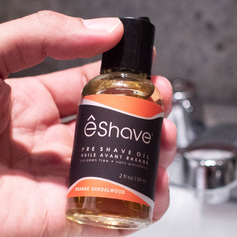 eShave Pre Shave oil for men- protects from shaving irritation and razor burn- for smoothest shave and silky skin- All Natural Shaving oil 2 oz Orange Sandalwood