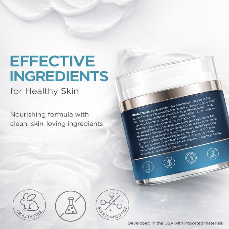 Collagen Retinol Face Cream – Anti Aging Face Moisturizer with Hyaluronic Acid, Vitamin C & Saffron – Firming Face and Neck Cream for Women – Collagen Moisturizer Day & Night, 1.69 Fl Oz