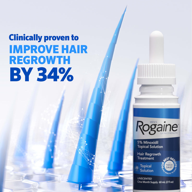 Men's Rogaine Extra Strength 5% Minoxidil Solution, 1 Mo Supply, 2 Fl Oz Solution Topical Treatment (1-Month Supply)