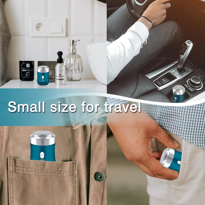 [Australia] - Opdooke Mini Electric Shaver, Wet and Dry Razor for Men and Women, Metal Body, 30 Days Playtime, Travel Size Toiletries, 6500RPM, Powerful Men's Razor for Shaving Blue 