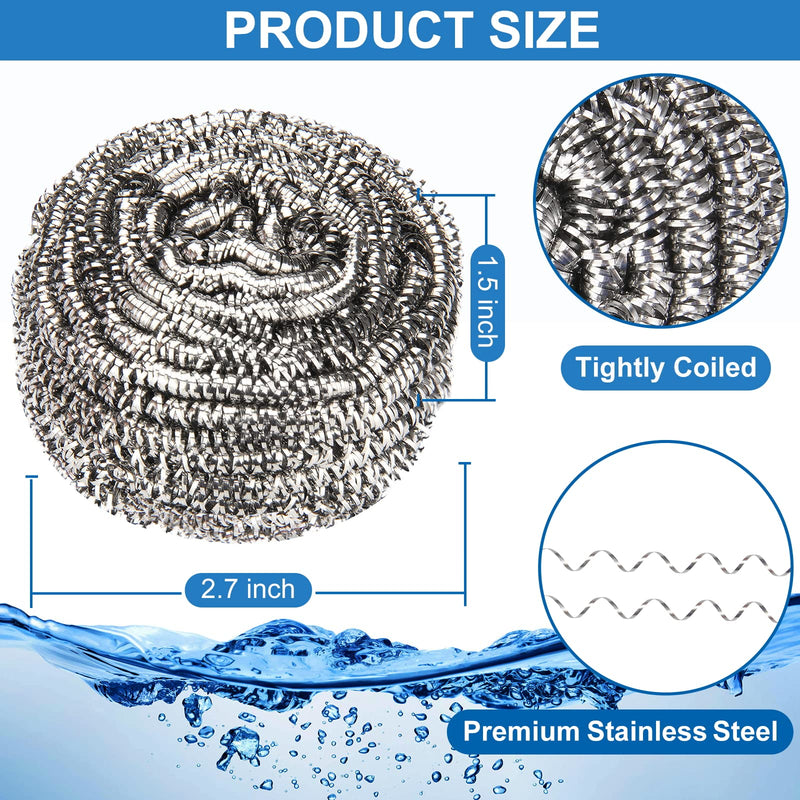 [Australia] - 10 Pack Stainless Steel Scrubber, Steel Wool Srubber for Scouring Stubborn Messes from Pots and Pans, Stoves,Broiler Racks,Grills and More Stainless Steel-Pack of 10 Scrubbers 