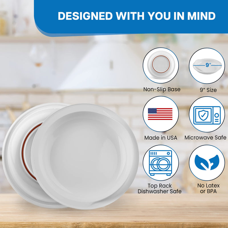 [Australia] - 9" Scoop Plate High-Low Adaptive Bowl - 3 Pack - Dish for Disabled, Handicapped, and Elderly Adults with Special Needs from Parkinsons, Dementia, Stroke or Tremors - PSC 996 