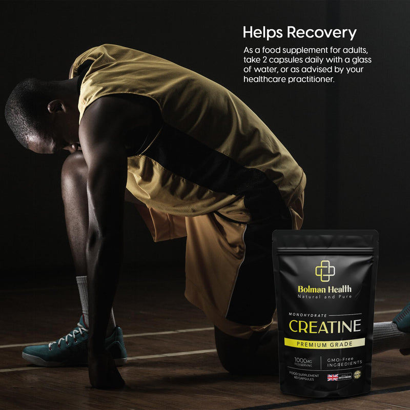 Creatine Monohydrate | 60 Capsules | 30 Day Supply | 1000mg Per Serving | Supports Muscle Strength & Performance | Pre & Post Workout Supplement for Men & Women | Vegan Capsules
