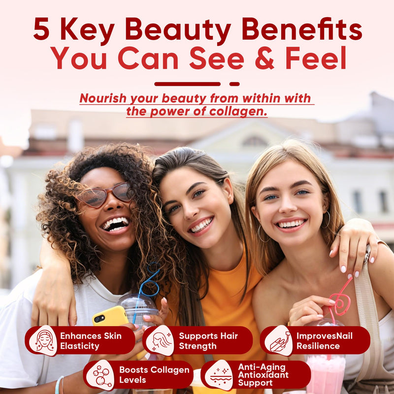 2Pack Sugar-Free Hydrolyzed Collagen Peptide Filled Gummies for Women & Men, with 1500mg Protein Type I,II,III,V,X, 5000mcg Biotin Vitamin C A E D3 B6 B12 for Immune Digestion Skin Hair Nails, Bone 60 Count (Pack of 2)