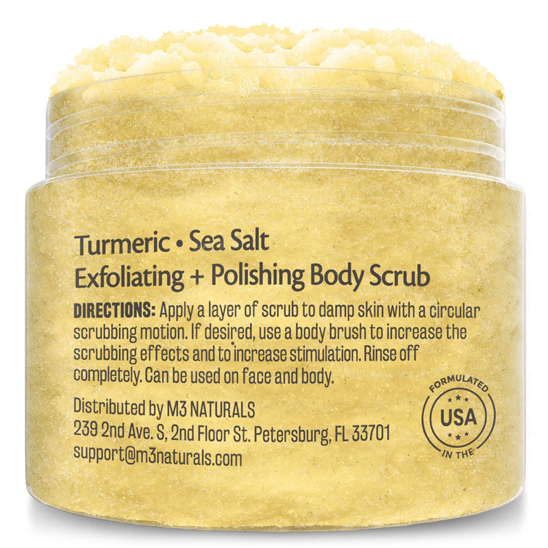 [Australia] - Exfoliating Body Scrub Turmeric Body Scrub and Skin Exfoliator with Collagen and Coconut Oil Gently Exfoliate Face Body Hand and Foot Scrub Moisturizing Body SkinCare products by M3 Naturals Turmeric Scrub 