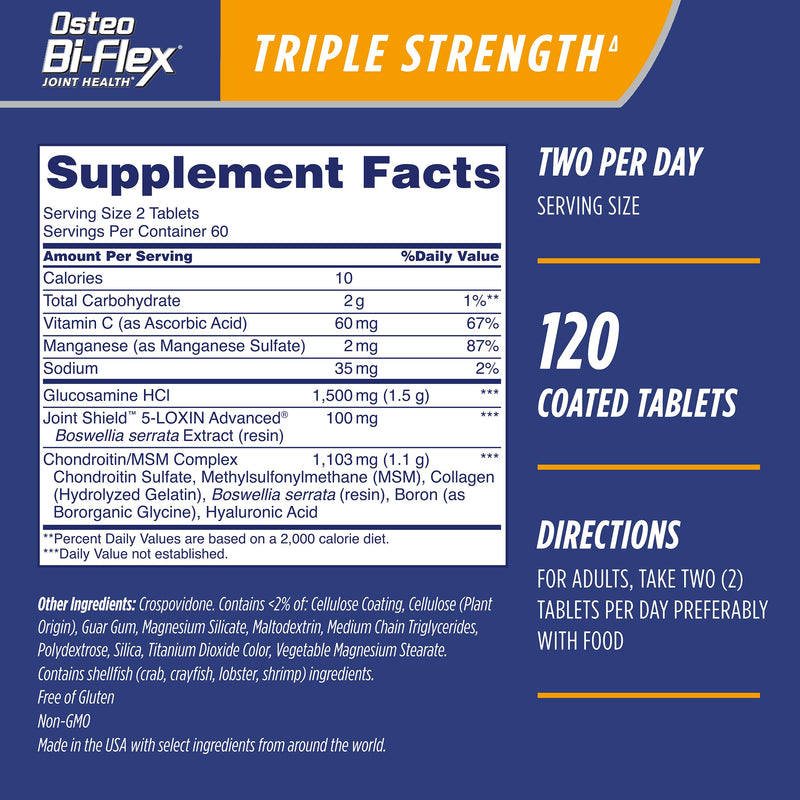 [Australia] - Osteo Bi-Flex Triple Strength(5), Glucosamine Chondroitin with Vitamin C Joint Health Supplement, Coated Tablets, 120 Count 