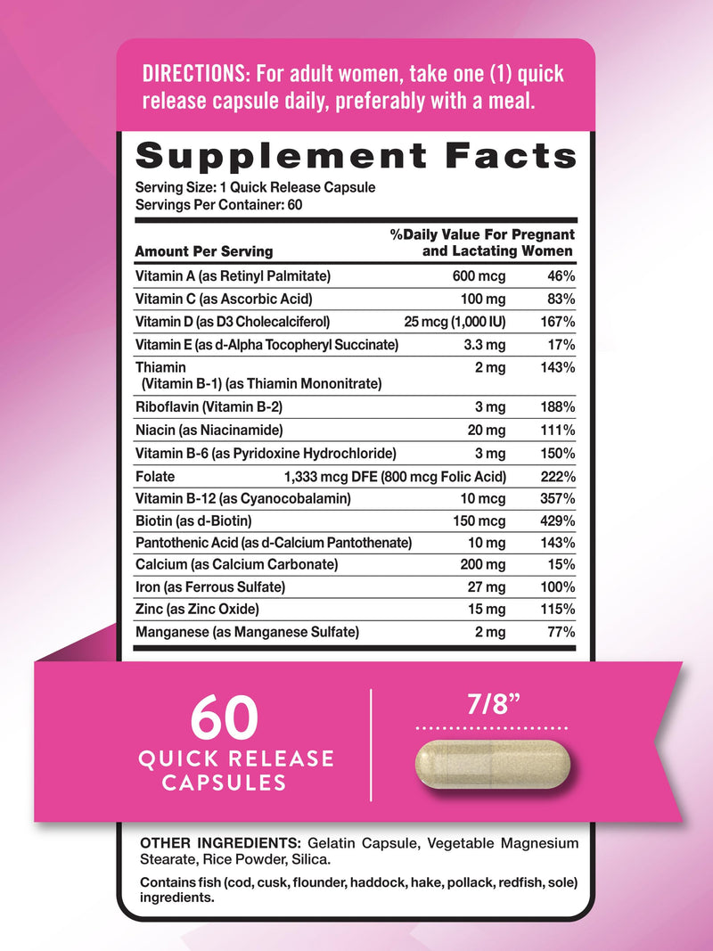 [Australia] - Nature's Truth Prenatal Vitamins With Folic Acid | 60 Capsules | Non-GMO & Gluten Free Supplement 60 Count (Pack of 1) 