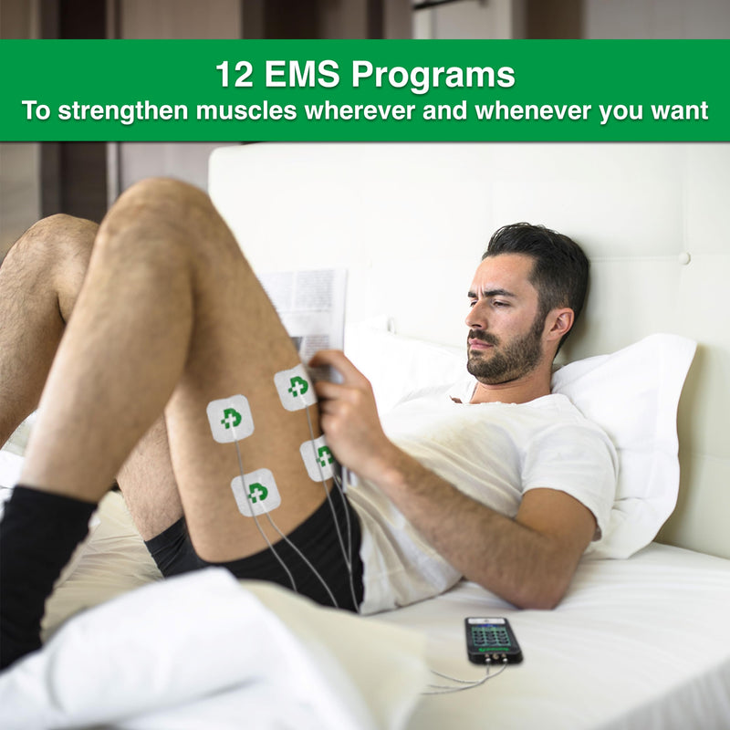 TESMED Trio 6.5 TENS Unit & EMS Muscle Stimulator, USB Rechargeable | 36 programs, 40 intensity levels and 4 electrodes for fitness, massage, pain relief and therapy.