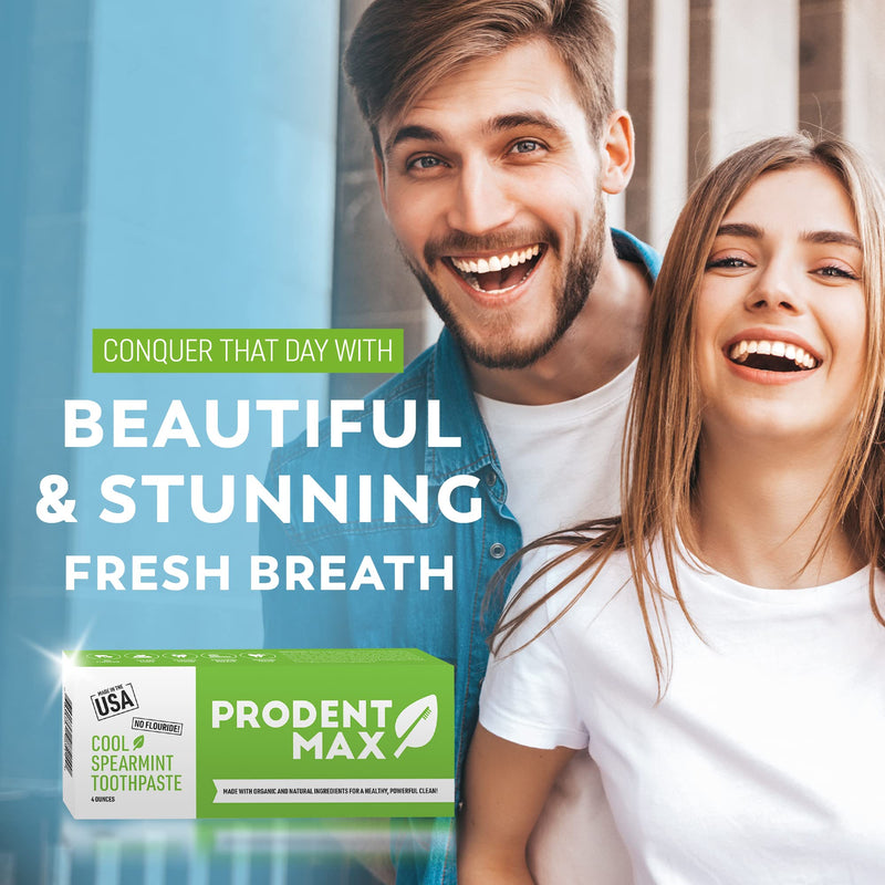 Cool Spearmint Natural Toothpaste, Whitening Toothpaste for Oral and Gum Health, for Adults and Kids Toothpaste with No Fluoride, Cleans Teeth and Freshens Breath, 4 oz