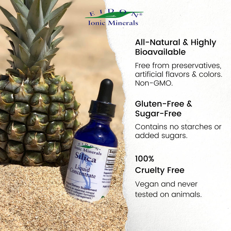 [Australia] - Eidon Ionic Minerals Liquid Silica Mineral Concentrate - Silica Supplement for Hair, Skin & Nails, Drops to Support Collagen, Joint & Bone Health, Helps Manage Calcium, No Added Sugar - 2 oz Unflavored 2 Ounce (Pack of 1) 