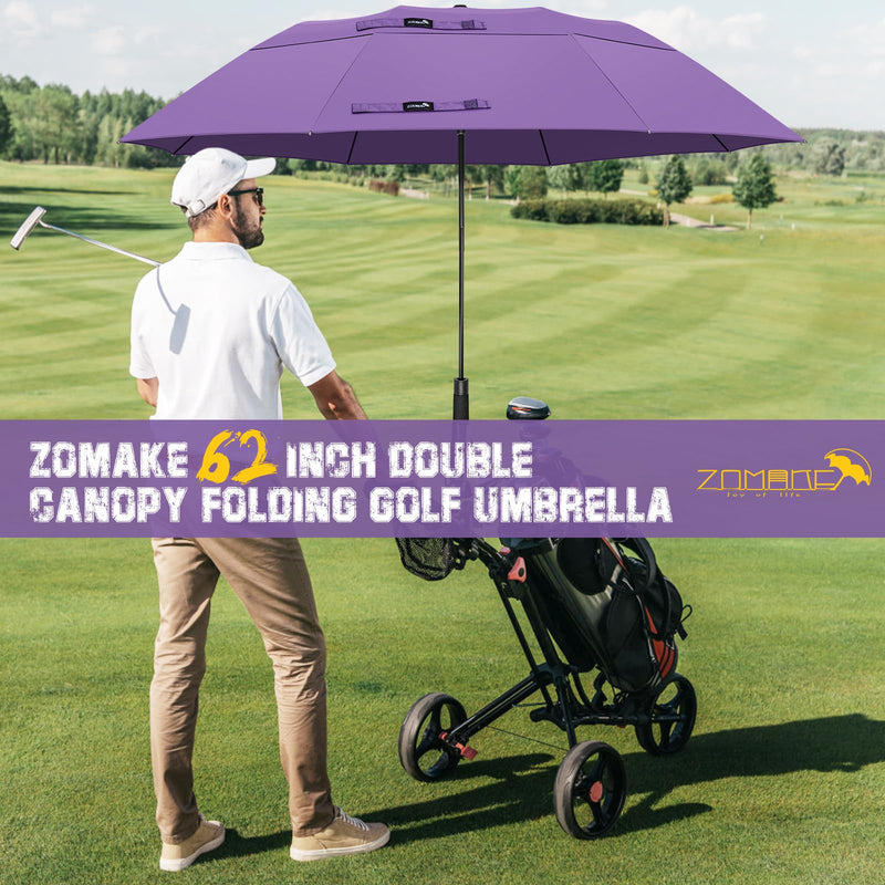 ZOMAKE Travel Umbrella Compact - 45/62 Inch Portable Collapsible Umbrellas for Rain Windproof - Paraguas Automatic Small Folding Umbrella Lightweight Packable Umbrella for Women Men(Navy Blue&Purple)