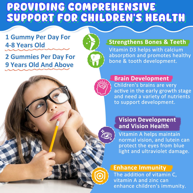 [Australia] - Kids Calcium Gummies + D3 & Magnesium for 4+, with Calcium Citrate Calcium Gluconate, Calcium Lactate, Probiotics & Prebiotics for Children Bone Health,Muscle Support,Digestive Health,Sugar Free 60Cts 60 Count (Pack of 1) 