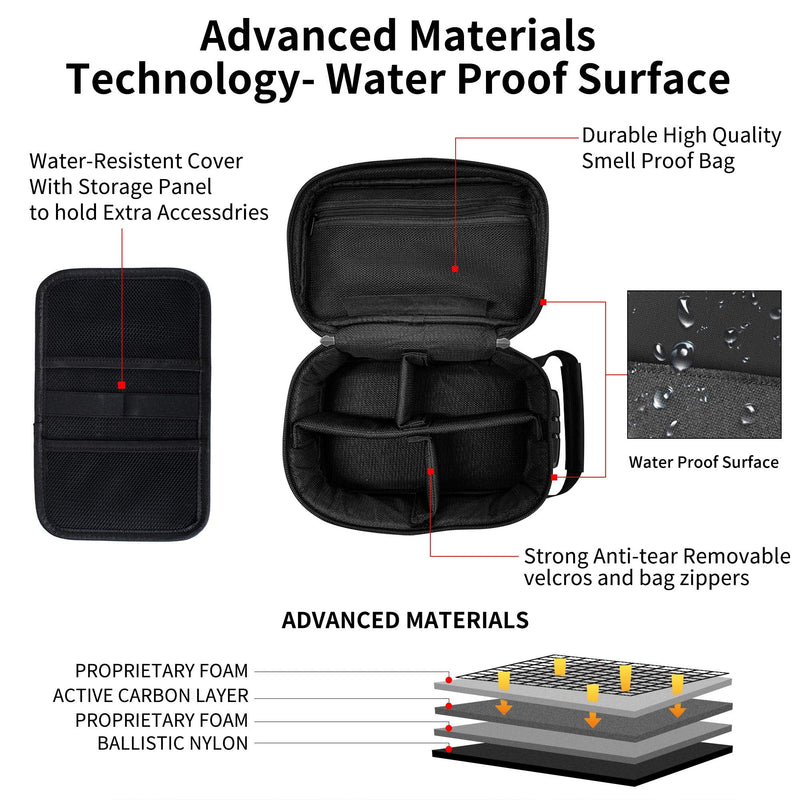 [Australia] - IDEATECH Smell Proof Bag Stash Box, Smell Proof Containers with Combo Lock, Odorless Travel Storage Bag, Home Organizer Case Lock Box with Accessories, Smell Proof Box Gift for Women/Men BLack 