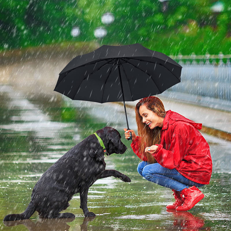 ZOMAKE Travel Umbrella Compact - 8/10 Ribs Portable Collapsible Umbrellas for Rain Windproof - Paraguas Automatic Small Folding Umbrella Lightweight Packable Umbrella for Women Men - Black&Black