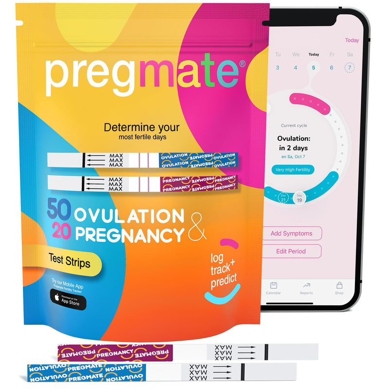 Pregmate 50 Ovulation and 20 Pregnancy Test Strips Predictor Kit