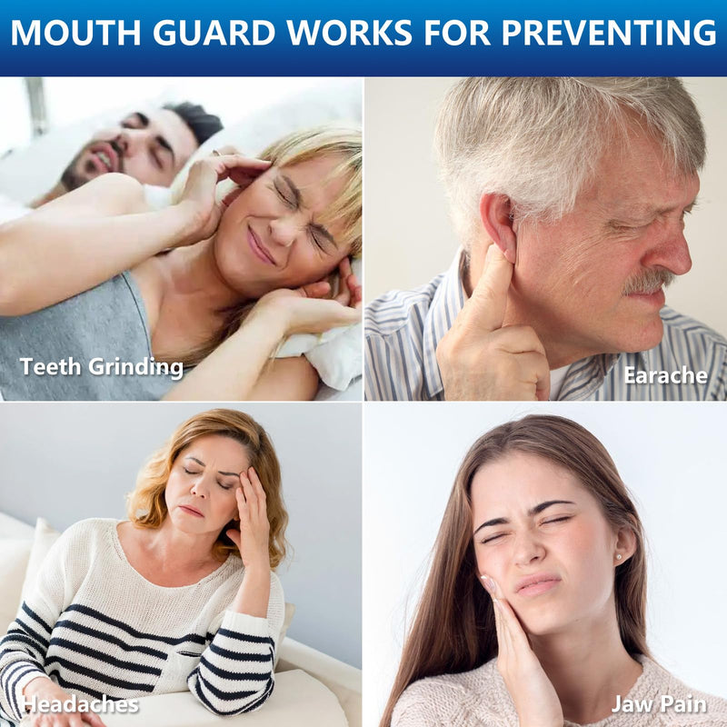 Mouth Guard for Grinding Teeth at Night, Night Guards for Bruxism, Mouthguards for Grinding of Teeth Nighttime, Dental Bite Guard for Adults of Clenching Teeth, 8 Pack with 12 Cleaning Tablets mouthguard 8 Units with Cleaner Tablets