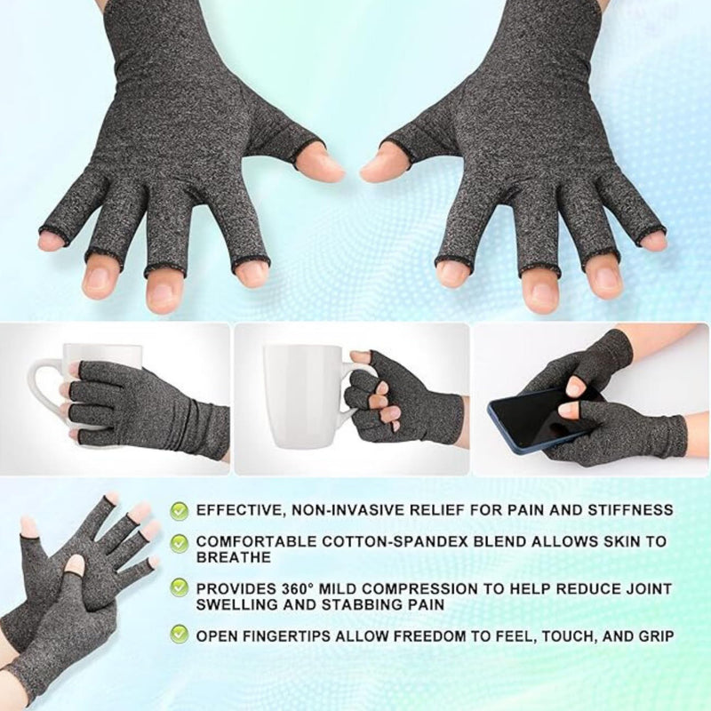 Generic Arthritis Gloves and Button Helper, Pain Relief, Fingerless, Breathable, Washable, For Men and Women, Grey (Extra Large)