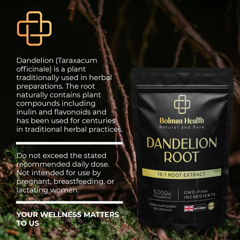 Dandelion Root Capsules | 500mg 10:1 Extract (Equivalent to 5000mg Root) | Taraxacum officinale | Supports Digestion & Liver Function | 60 Vegan Capsules | Non-GMO | Gluten-Free
