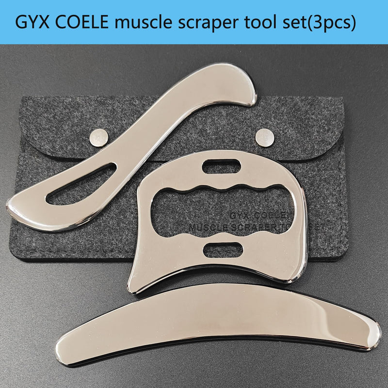 [Australia] - Muscle Scraper Stainless Steel IASTM Massage Tools Set,Gua Sha Scraping Tools for Physical Therapy(3pcs) GYX COELE-02 