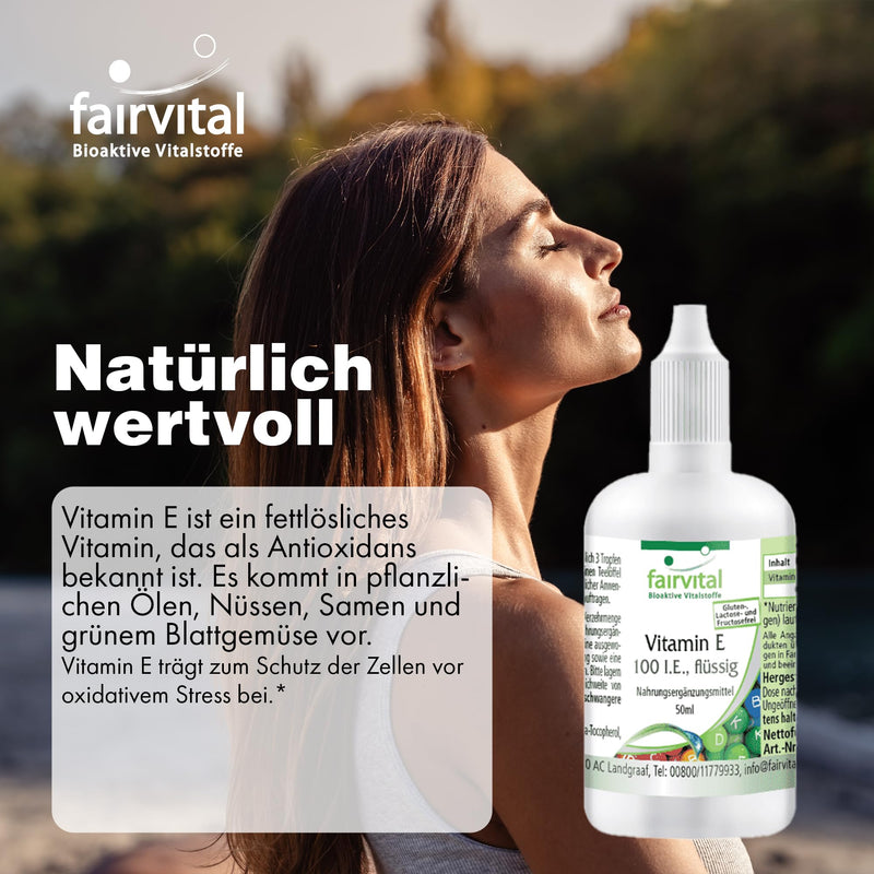 [Australia] - Fairvital | Vitamin E oil 100 IU drops - 50ml - with over 1200 drops - VEGAN 