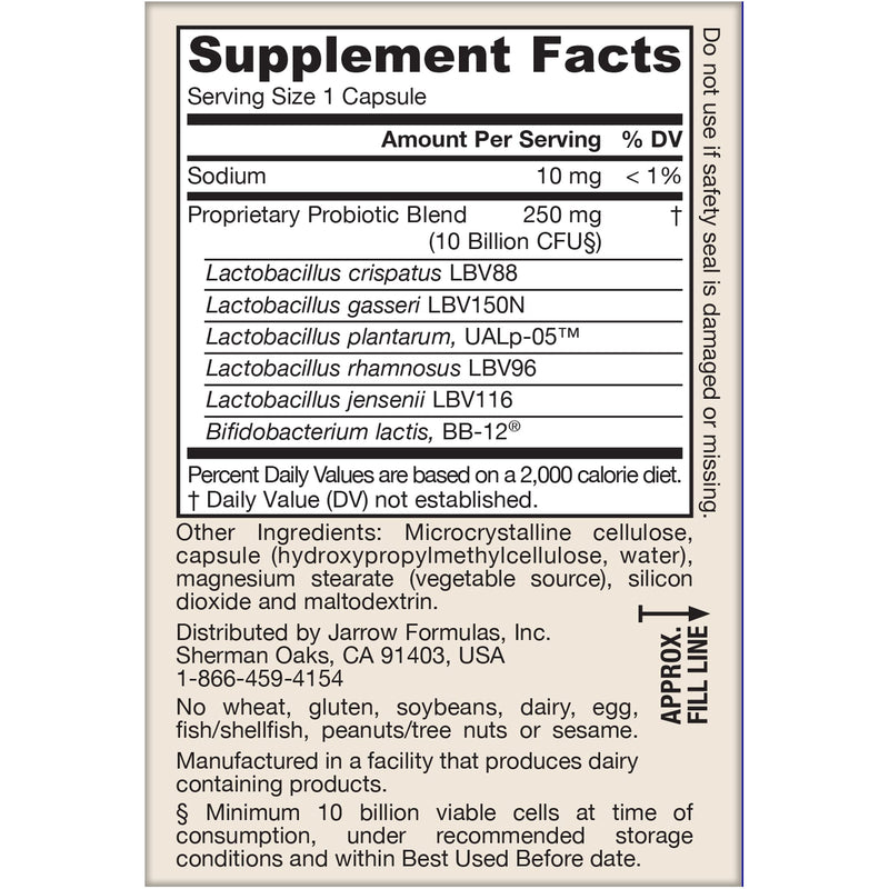 [Australia] - Jarrow Formulas Fem-Dophilus Advanced Probiotics 10 Billion CFU With 6 Science-Backed Strains, Dietary Supplement for Vaginal, Urinary Tract and Digestive Support, 30 Veggie Capsules, 30 Day Supply 