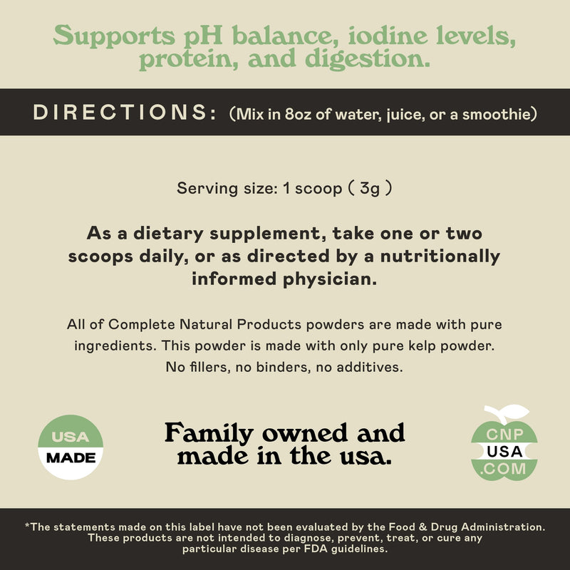 [Australia] - Organic Kelp Powder Supplement - Bulk Raw, Dry, Pure Sea Kelp Seaweed Powder 8oz 75 Serving Thyroid, Iodine, & Digestion 