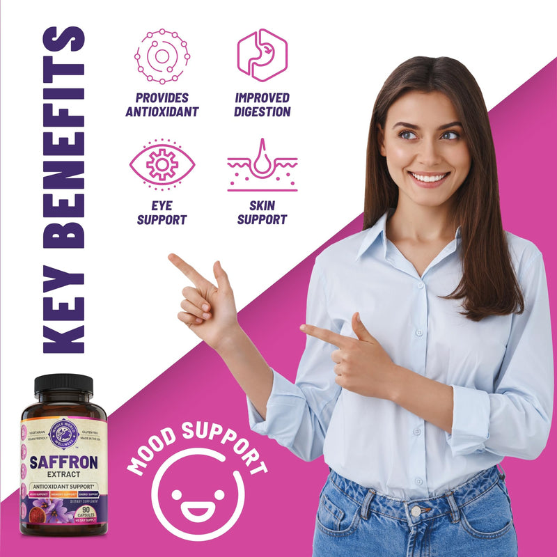 Womens Daily Multivitamins & Pure Saffron Extract Bundle (One Bottle Each). Collectively Supports Holistic Wellness, Boosted Energy, Uplifted Mood. USA Made.