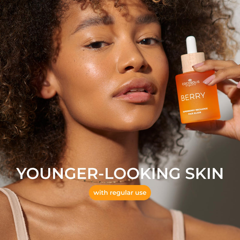 COCOSOLIS BERRY Superberry Recharge Face Elixir, facial elixir with organic oils, vegan nourishing day care with vitamin E and enzyme-activated oils