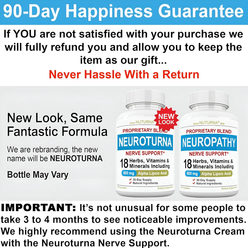 [Australia] - Nuturna Neuroturna Support Supplement with 600 mg Pure Alpha Lipoic Acid - Advanced ALA Formula for Feet Hands Fingers Legs - Ultra Potent 18 in 1 Natural Vitamins - 120 Capsules 