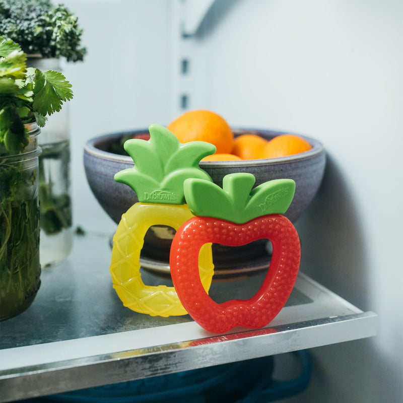[Australia] - Dr. Brown's AquaCool Water-Filled Baby Teether, Cools & Massages Sore Gums, BPA Free, Pineapple and Apple, 2 Pack, 3m+ Aqua-Cool Water-Filled, Apple, Pineapple 