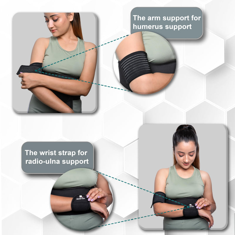 Wonder Care-Left Right Shoulder Immobilizer Arm Sling Elastic Brace for Clavicle Collar Bone Dislocation Subluxation Shoulder stabilizer Compression Brace After Rotator Cuff Surgery Size-5(46"-52")