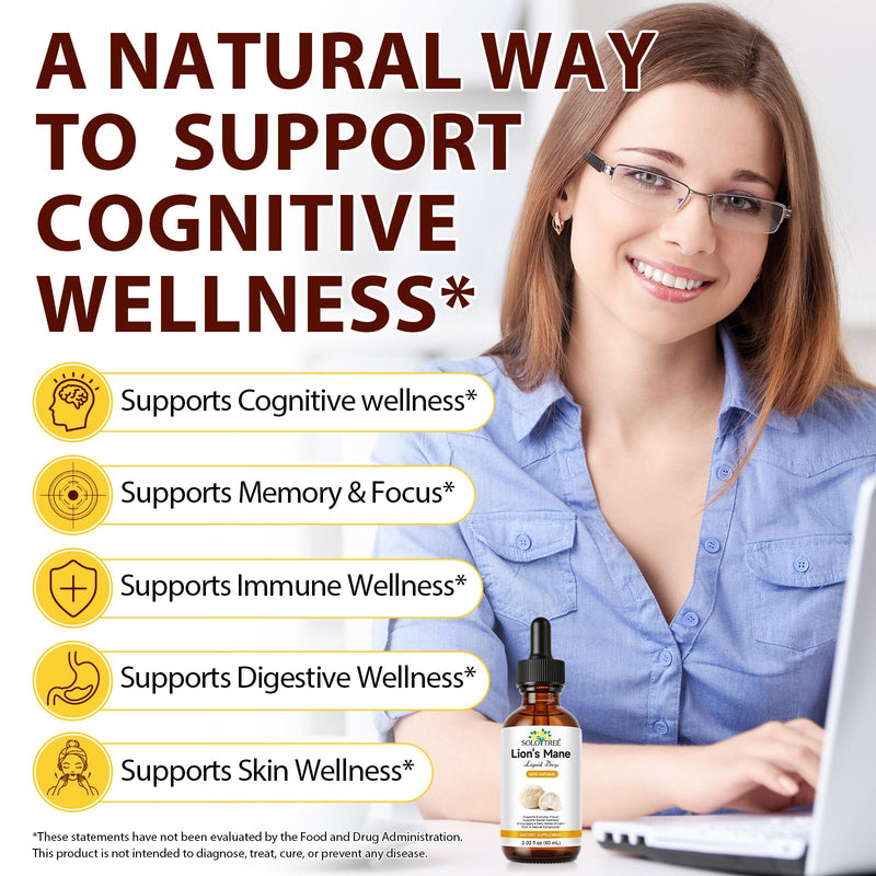 Lions Mane Supplement High Strength Mushroom Extract - Liquid Drops 60ml - Alcohol-Free, Sugar-Free, Vegan-Friendly - 670mg per Serving
