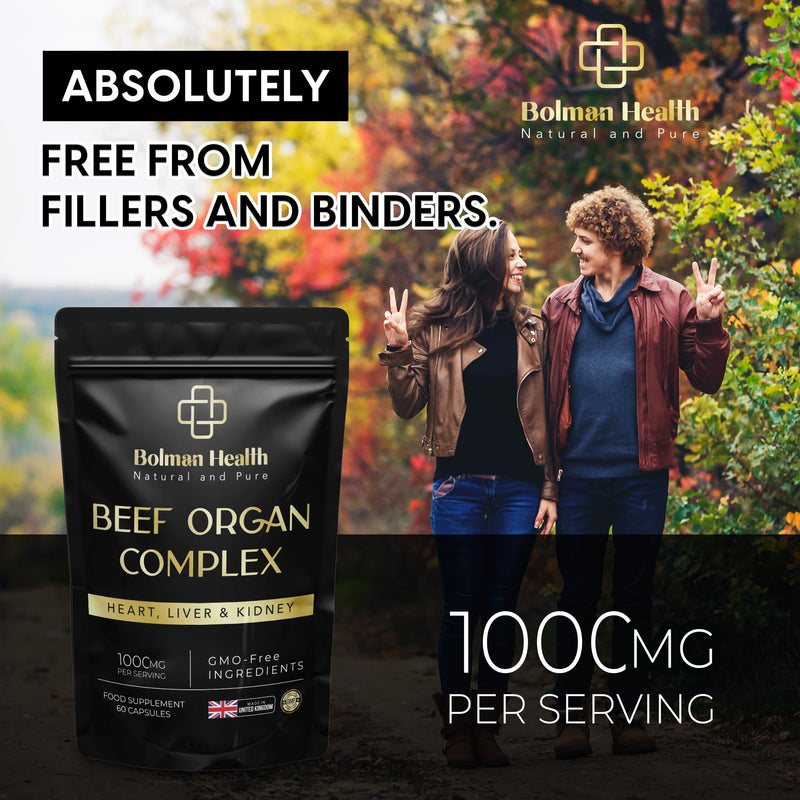 Beef Organ Complex Capsules | Grass-Fed Liver, Heart & Kidney | Freeze-Dried Organ Supplement | Supports Energy, Metabolism, Immunity & Vitality | 60 Capsules | Non-GMO | Gluten-Free 60 count (Pack of 1)
