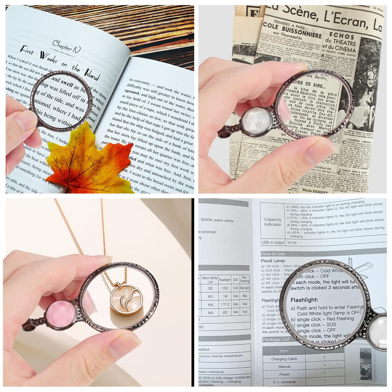 Magnifying Glass Necklace for Women, 10X Magnifying Monocle Necklace Pendant Vintage Reading Magnifier Lens (Green) Green