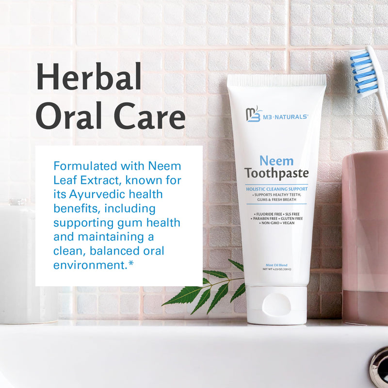 [Australia] - Fluoride-Free Neem Toothpaste with Mint for Adults & Kids with Sensitivity | Vegan, Gluten & SLS Free Herbal Formula for Sensitive Teeth, Healthy Gums and Fresh Breath, 4.23 oz (120g) Pack of 3 by M3 Neem 3 Pack 4.23 Ounce (Pack of 3) 