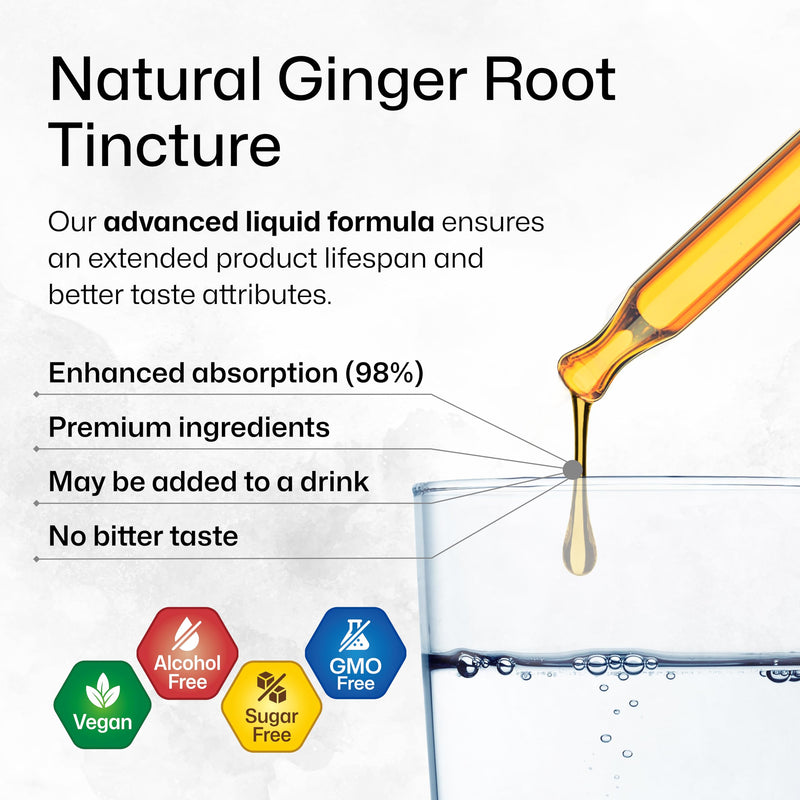 [Australia] - Ginger Root Tincture - Organic Ginger Root Extract - Natural Ginger Supplements for Overall Wellness - Alcohol and Sugar Free - Vegan Drops 4 Fl.Oz. 4 Fl Oz (Pack of 1) 