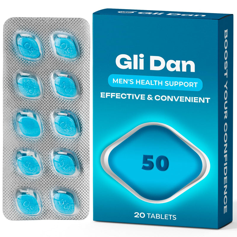 Glidan – 20 Blue Tablets for Men – Fast-Acting Formula with L-Arginine, Ginseng and Maca – Vitality, Stamina and Strength Support – Convenient & Easy to Swallow - Made in the UK 1 count (Pack of 20)