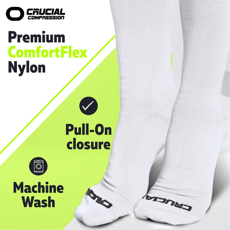 [Australia] - Crucial Compression Socks for Men & Women (20-30mmHg) Running, Athletic, Travel Large-X-Large Solid White 