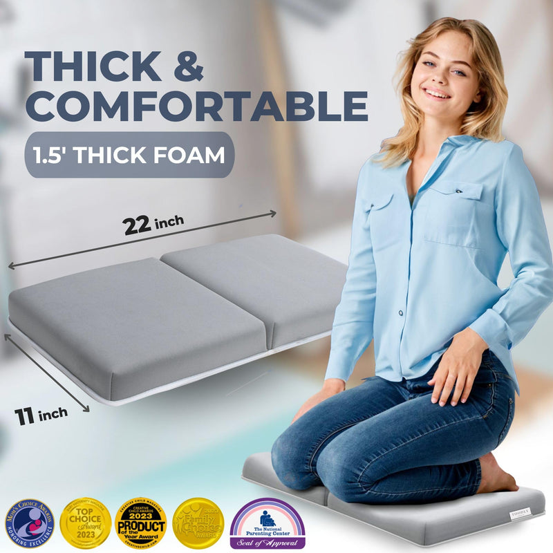 [Australia] - Comfortable Baby Bath Kneeler and Elbow Rest Pad Set ‚Äì Thick Memory Foam Bath Kneeling Pad with Elbow Support ‚Äì Baby Bathtub Cushion with Toy Organizer for Bathing Infant or Toddler - Grey 01/Grey 