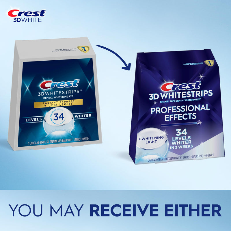 [Australia] - Crest 3D Whitestrips Professional Effects + LED Light – Teeth Whitening Kit, 1 Light + 20 Treatments, Each with 1 Upper/1Lower, 40 Strips – Crest 3DWhite Teeth Whitening Strips 