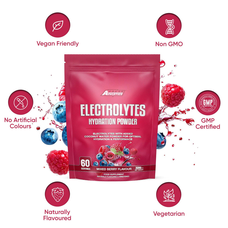 Freak Athletics Electrolytes Powder - 300g Flavoured Electrolytes Naturally Flavoured & Sweetened (300g, Berry)