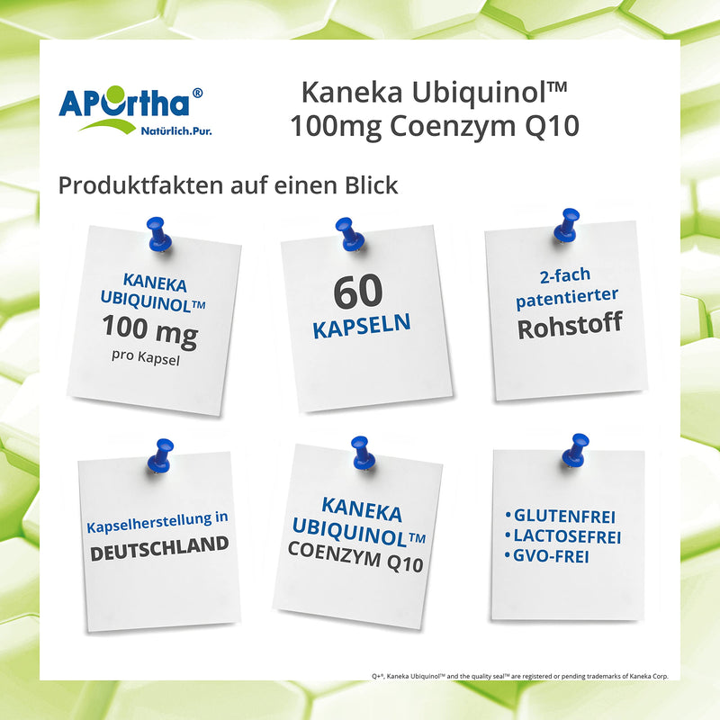 [Australia] - APOrtha Kaneka Ubiquinol Coenzyme Q10 100 mg 60 capsules I CoQ10 capsules high dose 100 mg I High bioavailability thanks to bioactive ubiquinol I 2-fold patented raw material I Daily dose 1 capsule 