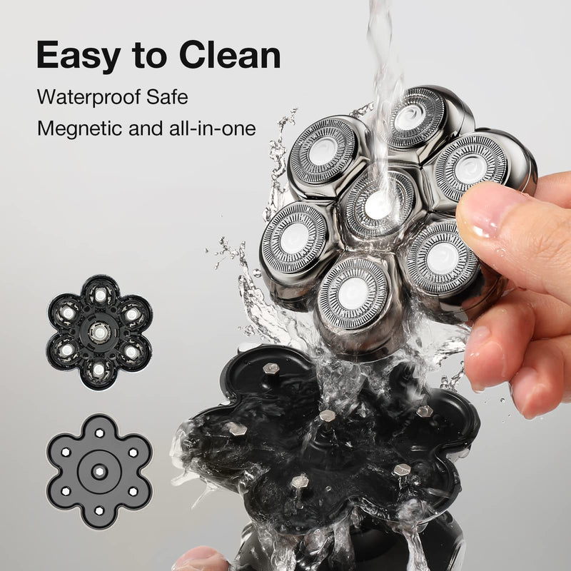 [Australia] - 7 Blade Floating Replacement Shaving Head, Washable Shaver Blade Heads Replacement for Head Shaver, Wet & Dry Compatible for Rotary Shavers 